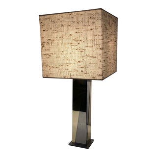 Desk Lamp in Chrome and Gold Metal, French Work, Circa 1970 For Sale