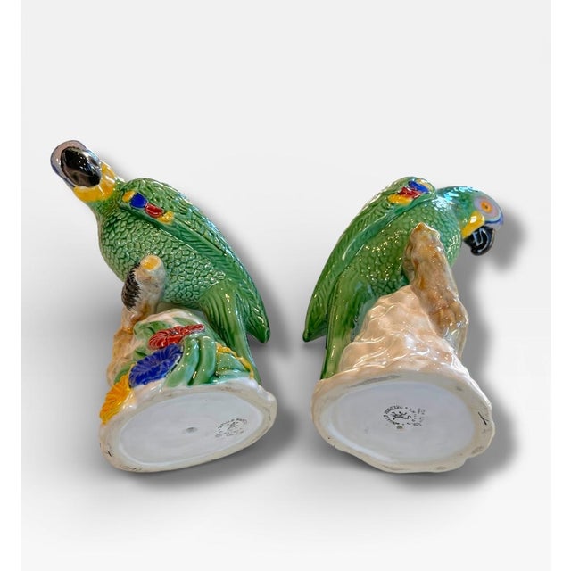 Vintage Bordallo Pinheiro Majolica Parrots - A Pair For Sale - Image 17 of 18