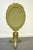 Wood Antique French Louis XVI XV Carved Giltwood Green & Gold Oval Fireplace Screen For Sale - Image 7 of 10