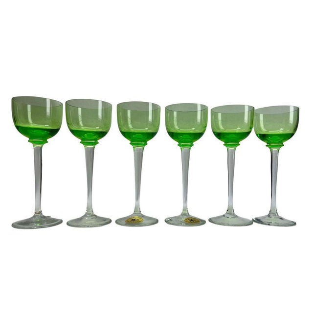 Art Deco Vaseline Glasses, 1955, Set of 6 For Sale - Image 6 of 15
