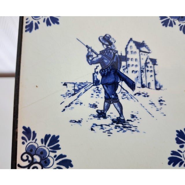 Dutch Delft Tile Magazine Rack, Vintage Wrought Iron & Ceramic Tile Table, 1950s For Sale - Image 10 of 11