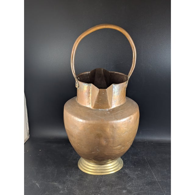 Mid 19th Century 19th Century Copper Water Pitcher Jig Double Spout Brass Base 16" For Sale - Image 5 of 10