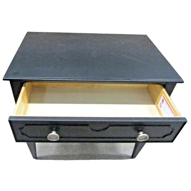 Black One Drawer Nightstand With Built in Outlets Attributed to Fairfield Chair Company For Sale In Miami - Image 6 of 16