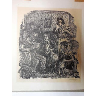 Albert Abramovitz, WPA Artist woodblock print "Letter from overseas" For Sale