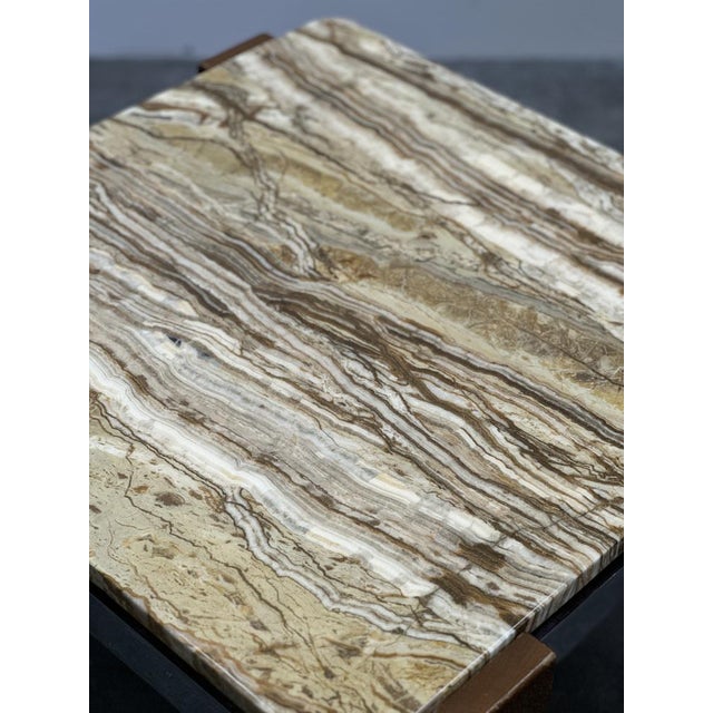 Italian Coffee Table in Breccia Sarda Marble & Steel Legs Caramel Tones, 1970s For Sale - Image 9 of 11