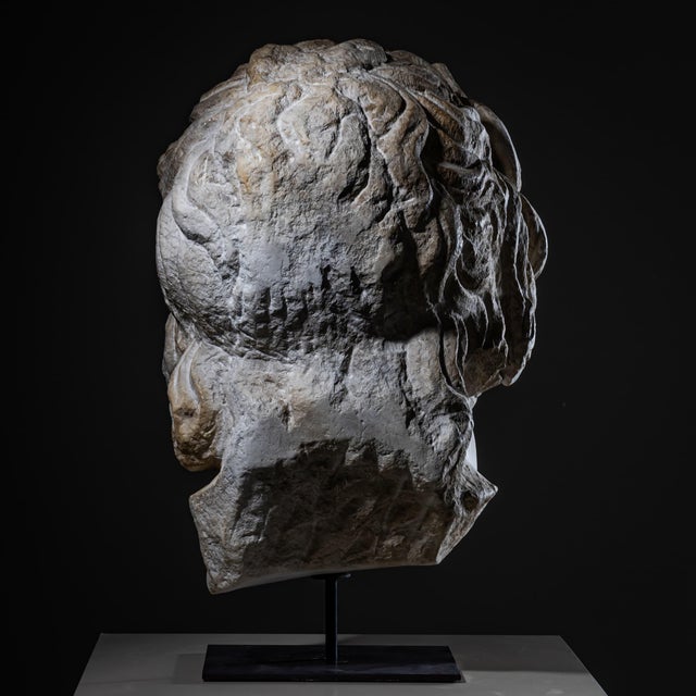 Modern Cast after Head of Asclepius, 21st Century, Plaster on Iron Base For Sale - Image 4 of 6