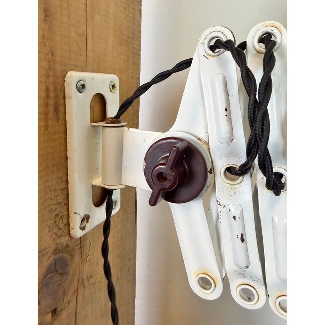 Industrial Black Enamel Scissor Wall Lamp, 1950s For Sale - Image 13 of 18