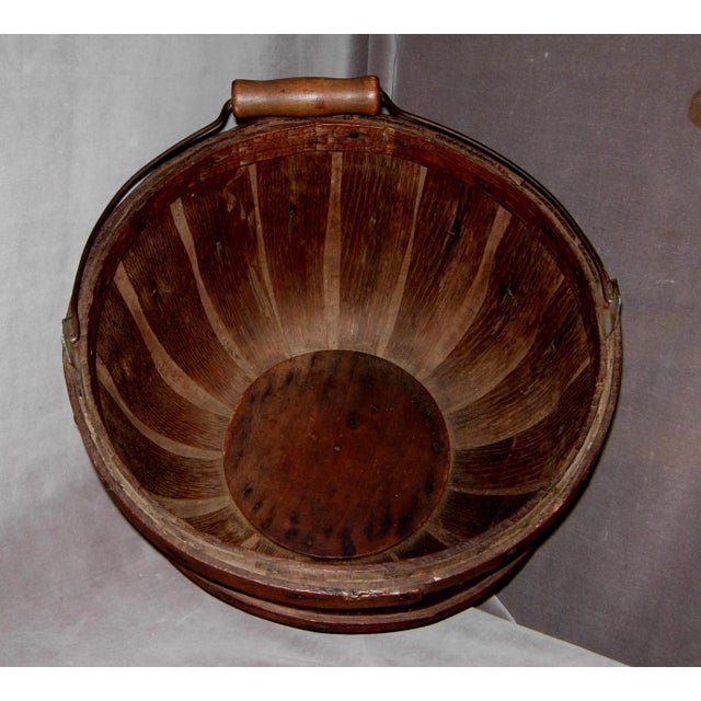 American Early 1900’s New England “Apple” Gathering Basket For Sale - Image 3 of 7