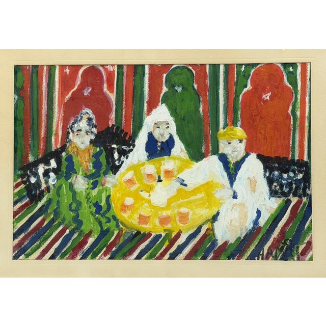 Mohamed Hamri Moroccan Modernist Folk Art Painting, the Unique Singer, 1977 For Sale In Los Angeles - Image 6 of 18
