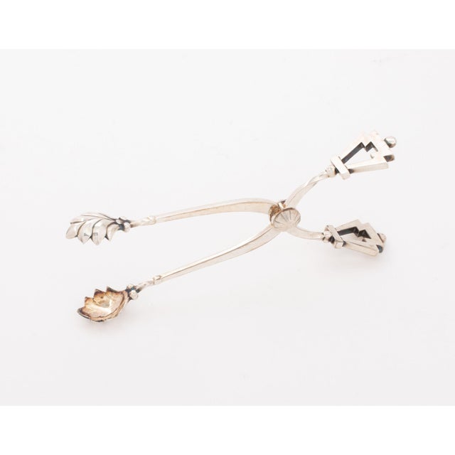 Metal Georg Jensen Vintage "Pyramid" Sterling Silver Ice Tongs For Sale - Image 7 of 7