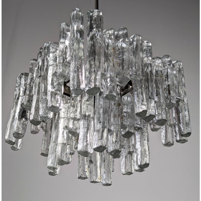 Mid-century ice crystal chandelier, "pan" model by j.t. Kalmar, austria, from the 1970s. Composed of numerous beautiful...