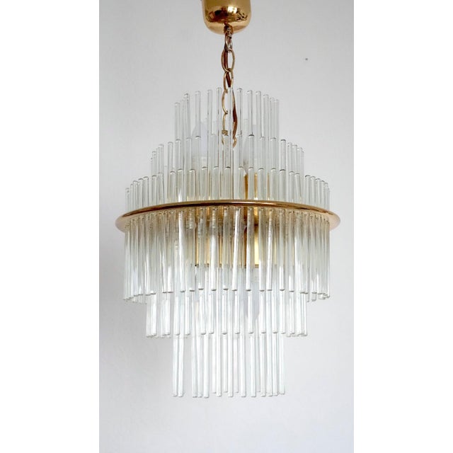 Mid-Century Modern Vintage Glass 5-Light Rod Chandelier by Gaetano Sciolari, 1960s For Sale - Image 3 of 9