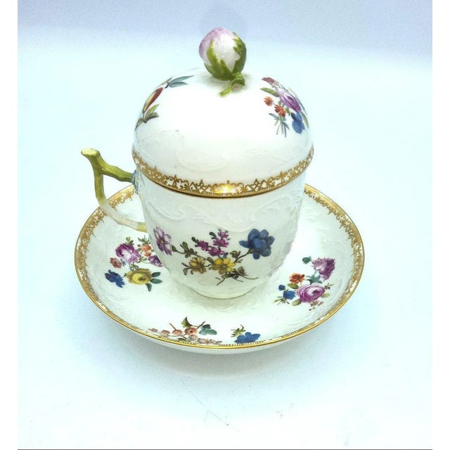 Early Meissen Chocolate Cup and Saucer, Set of 2 For Sale - Image 6 of 12