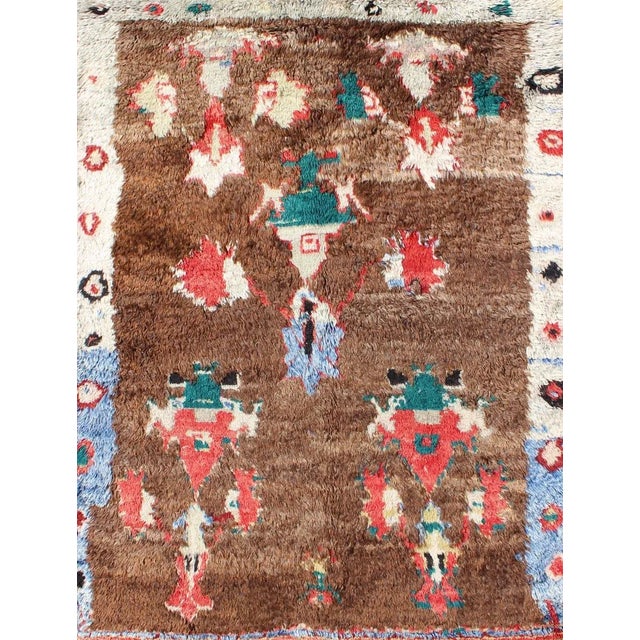 Tribal Mid 20th Century Colorful Antique Tulu Rug With Angora Wool Blend and Modern Tribal Design For Sale - Image 3 of 13