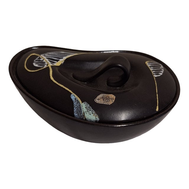 Vintage German Kidney-Shaped Lidded Box in Ceramic from Carstens Tönnieshof, 1960s For Sale