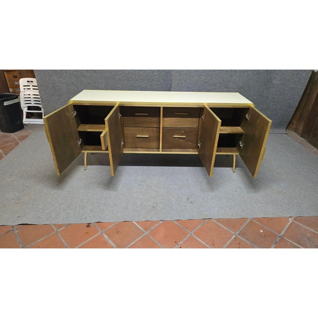 Wood Italian Four-Door Sideboard with Ivory Glass and Wood Accents from Justfurnituress SRL For Sale - Image 7 of 14