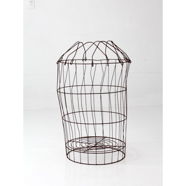 Metal Antique Wire Gathering Basket For Sale - Image 7 of 18
