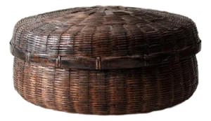Antique Chinese Bamboo Lidded Basket