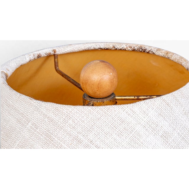 Vintage Postmodern Carved White Plaster Meiping Vase Form Table Lamp With Linen Empire Shade For Sale - Image 4 of 12