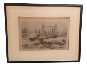 Henry G. Walker, London Bridge, 1920, Etching, Framed
