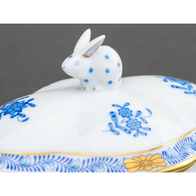 Group of Three Herend Porcelain Tableware Pieces, comprising: two in Chinese Bouquet Blue pattern, (1) one covered jar...