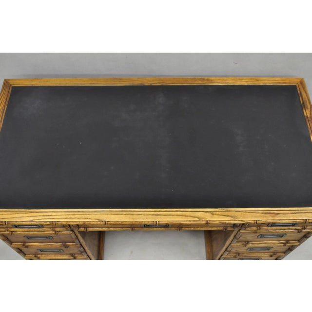 Vintage Hollywood Regency Faux Bamboo Campaign Style Kneehole Desk by Sligh For Sale - Image 13 of 17