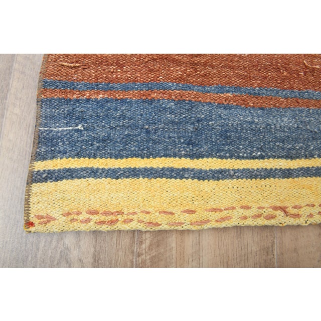 Striped Colorful Turkish Vintage Runner Rug Kilim For Sale - Image 9 of 9