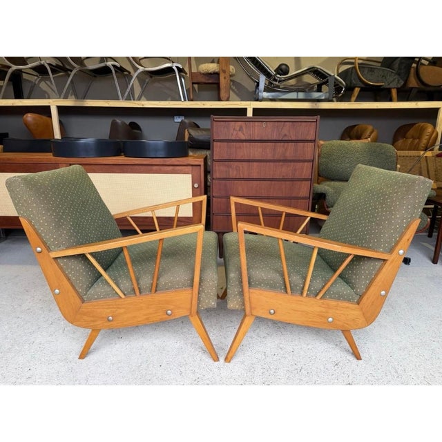 Green Mid-Century Danish Style Armchairs, Set of 2 For Sale - Image 8 of 18