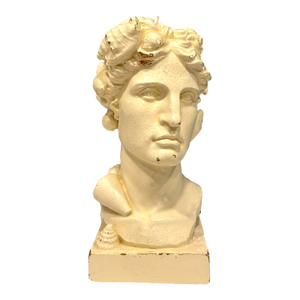 Vintage Coastal Neoclassical Wax Candle Bust With Seashells