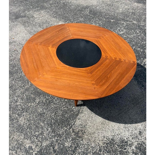 Mid-Century Modern Danish Modern Sun Cabinet Co Teak Dining Table W Lazy Susan For Sale - Image 3 of 13