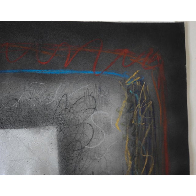 1970s Abstract Silver Black Painting For Sale - Image 5 of 7