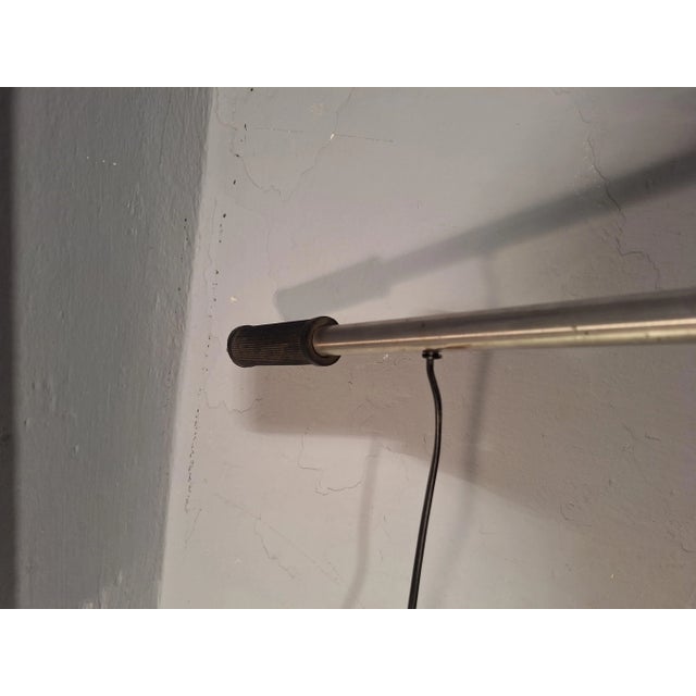 Large Floor Lamp in Chromed Metal with Black Acrylic Glass Lampshade and Travertine Base, 1960s For Sale - Image 16 of 18