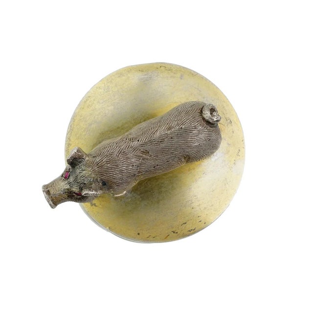Early 20th Century Antique Rock Crystal Silver Mounted Pig Seal For Sale - Image 5 of 8