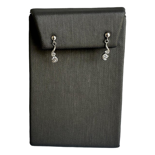 Luxurious Platinum Diamond Dangle Earrings - 0.24ctw Gh Si, 5/8" Length, New, A Pair For Sale