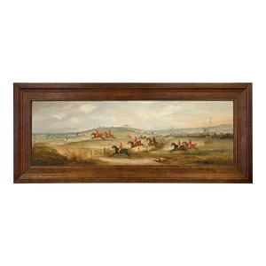 Quorn Hunt in Full Cry Fox Hunt Scene Print on Canvas in Wood Frame