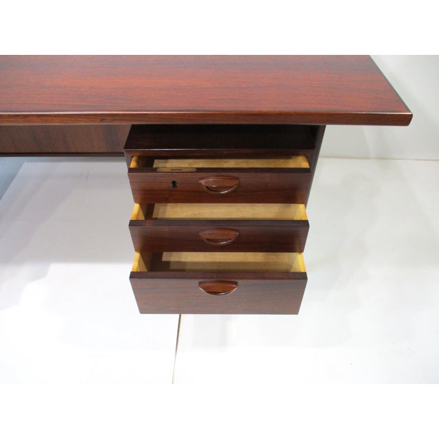 Brown Kai Kristiansen Executive Rosewood Desk for Feldballes Denmark For Sale - Image 8 of 17