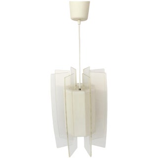 Mid-Century Modern Space Age Era White and Transparent Pendant Lamp For Sale