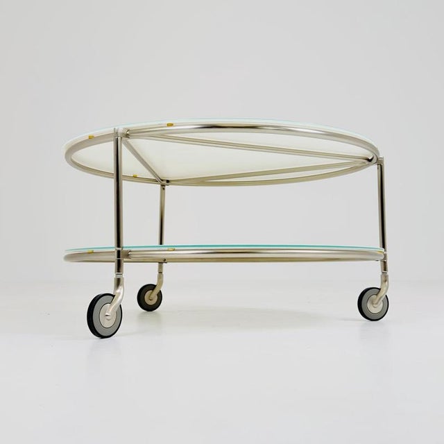 Mid-Century Strind Coffee Table in White Glass and Nickel-Plated Steel by Ehlén Johansson for Ikea, Sweden, 1990s For Sale - Image 11 of 13