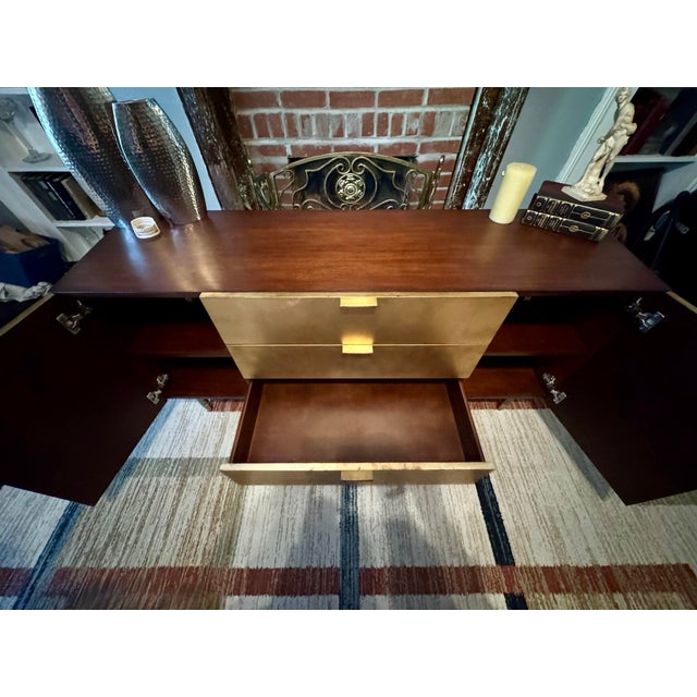 1960s Mid-Century Modern Credenza With Brass Legs - Aurum Finish For Sale - Image 5 of 12