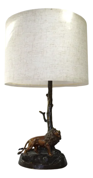 Art Nouveau Figural Bronze Table Lamp with Lions, 1890s