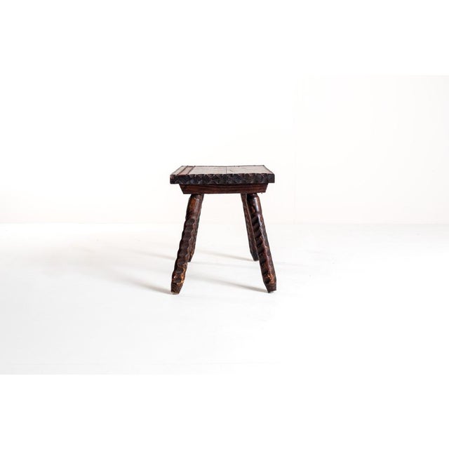 Vintage Brutalist Tripod Stool For Sale - Image 5 of 12