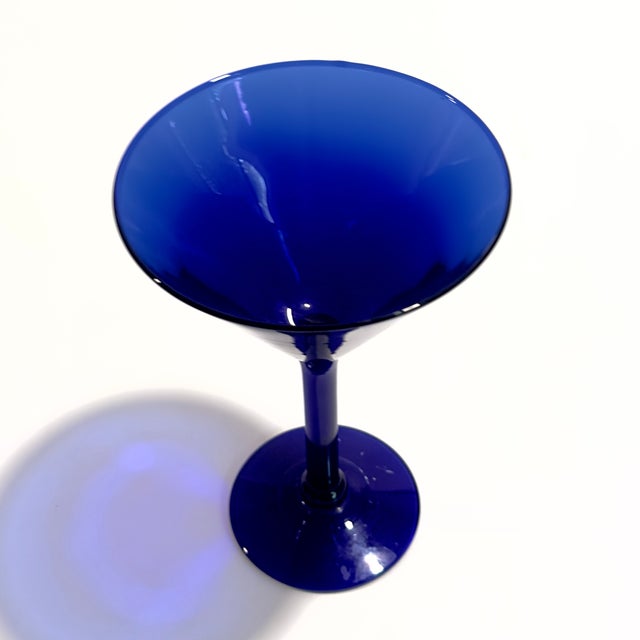 1990s Vintage Cobalt Blue Cocktail Glass Curation - Group of 6 For Sale - Image 5 of 12