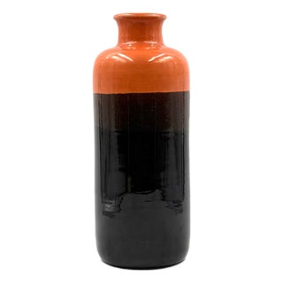 Mid-Century Orange and Brown Ceramic Vase by Aldo Londi for Bitossi, Italy, 1970s For Sale