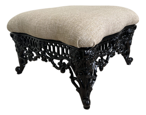 Victorian or Edwardian Pierced Filigree Upholstered Cast Iron Ottoman