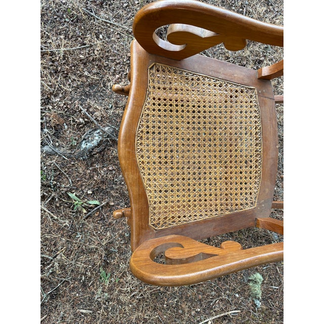 1980s Late 19th Century Cane Back Tiger Maple Rocking Chair For Sale - Image 5 of 7