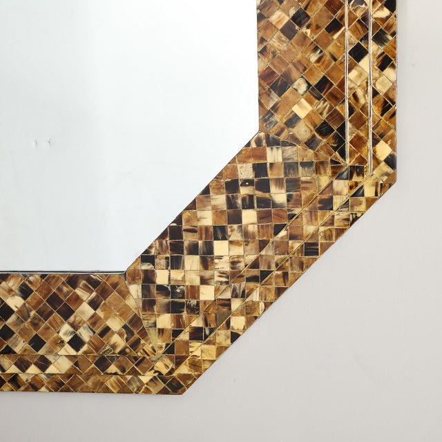 Karl Springer Mid-Century Octagonal Tessellated Penshell Mirror in the Manner of Karl Springer For Sale - Image 4 of 10