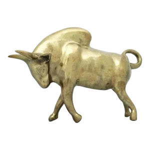 Late 20th Century Vintage Large Brass Bull Figurine