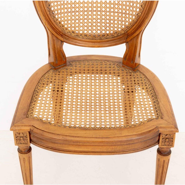 Set of Six Louis XVI Style Cane-Paneled Walnut Dining Chairs For Sale - Image 11 of 13