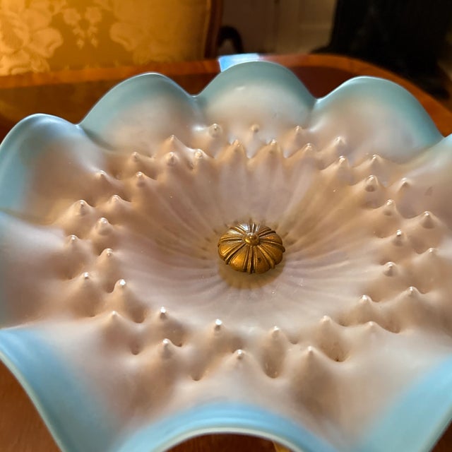 Exceptional French Louis XVI Bronze and Ruffled Art Glass Centerpiece For Sale - Image 4 of 6