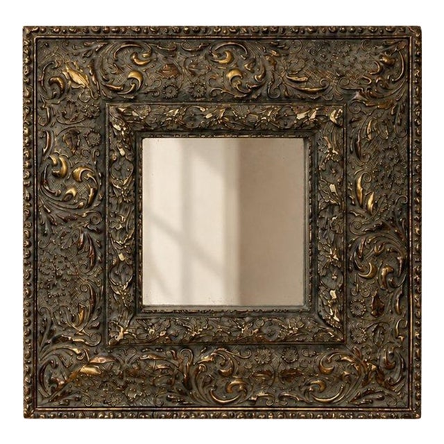 Vintage Italian-Bronze Ornate Mirror For Sale